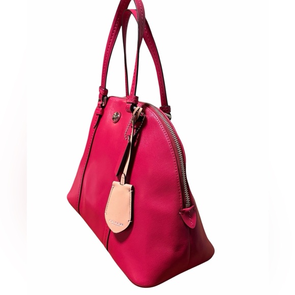 Coach Peyton Cora Domed Magenta Saffiano Leather Satchel - Picture 3 of 9